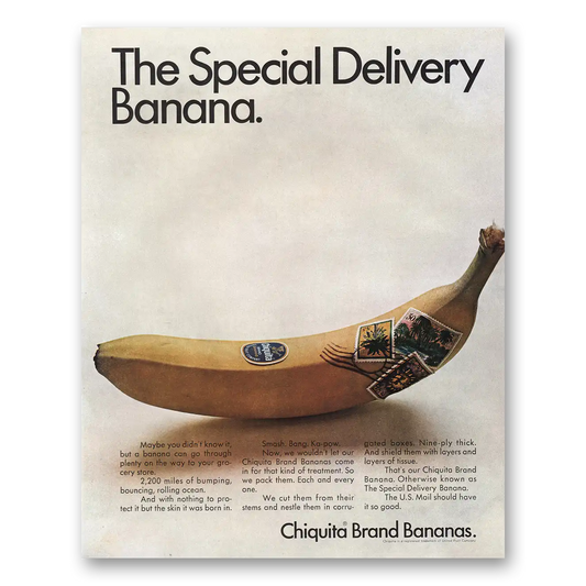 1968 Chiquita Banana Special Delivery Banana Vintage Magazine Print Ad