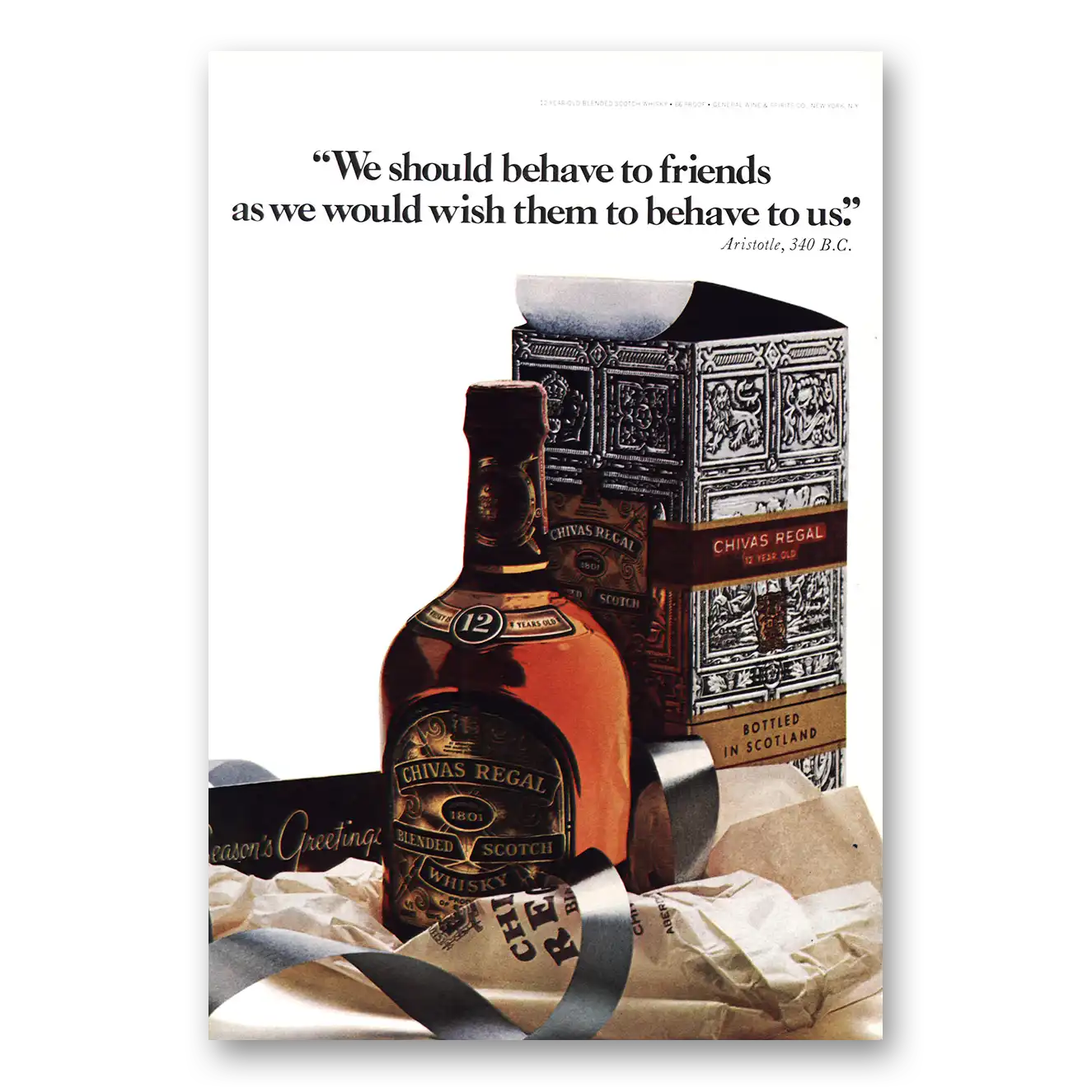 1968 Chivas Regal We Should Behave to Friends Vintage Magazine Print Ad