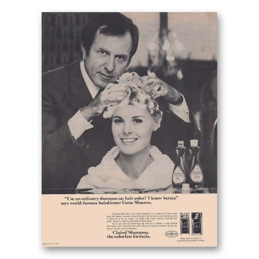 1968 Clairol Shampoo Hairdresser Gene Shacove Vintage Magazine Print Ad