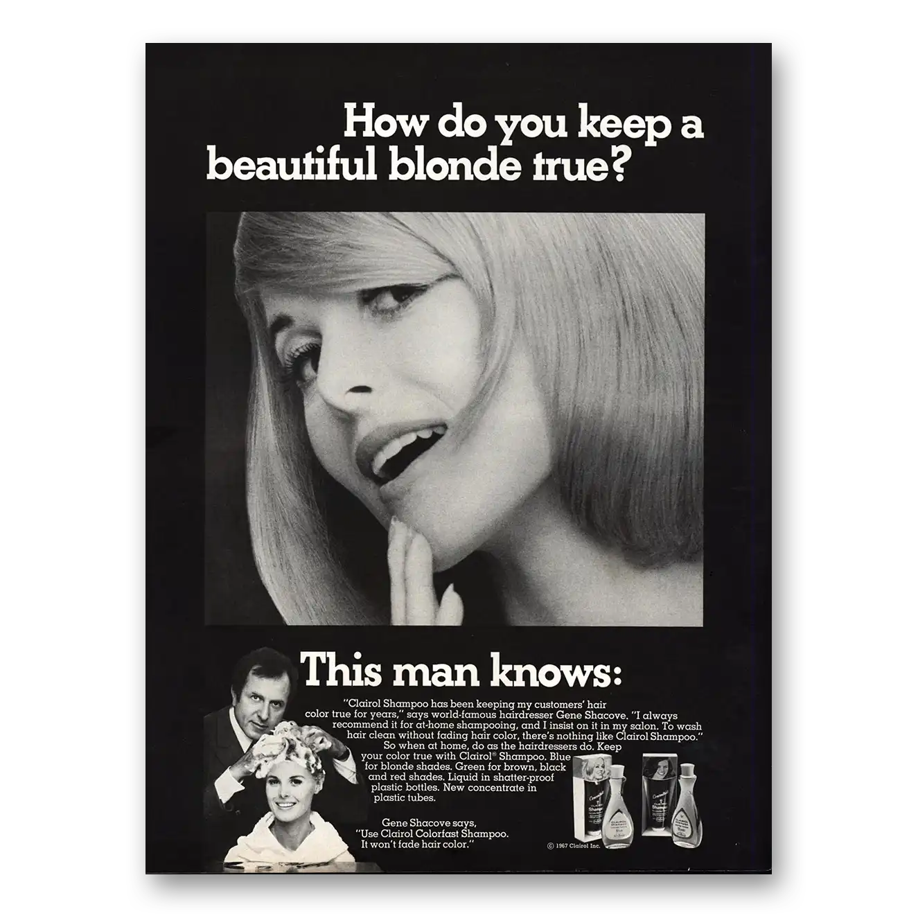 1968 Clairol Shampoo Keep a Beautiful Blonde True Vintage Magazine Print Ad