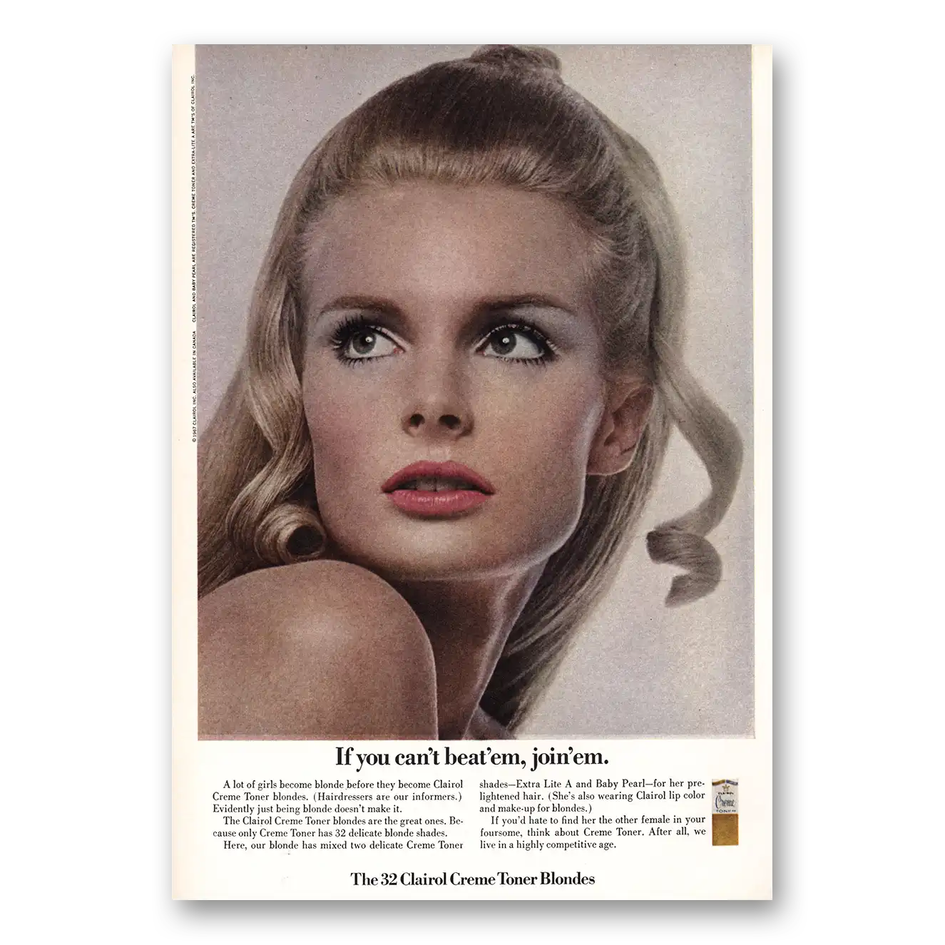 1968 Clairol Creme Toner If You Cant Beat Em Join Em Vintage Magazine Print Ad