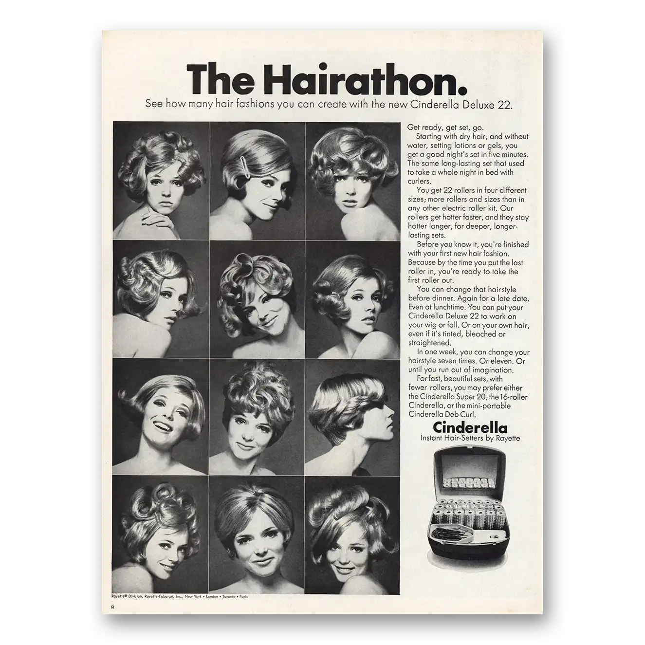 1968 Clairol Instant Hairsetters Hairathon Vintage Magazine Print Ad