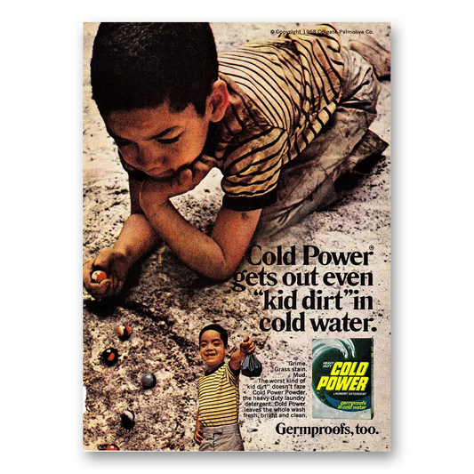 1968 Cold Power Detergent Detergent Gets Out Even Kid Dirt Vintage Magazine Print Ad