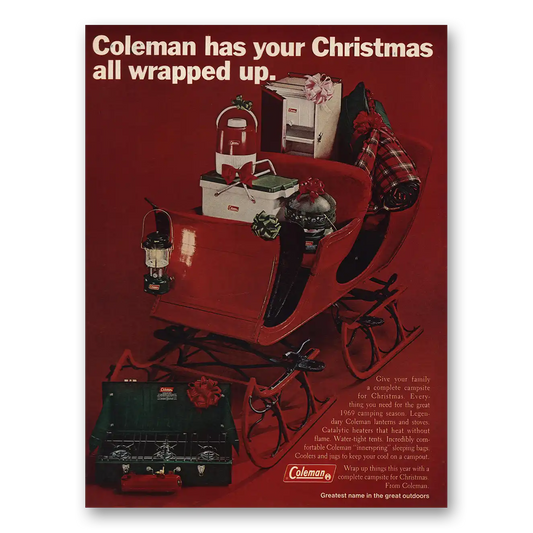 1968 Coleman Has Your Christmas All Wrapped Up Vintage Magazine Print Ad