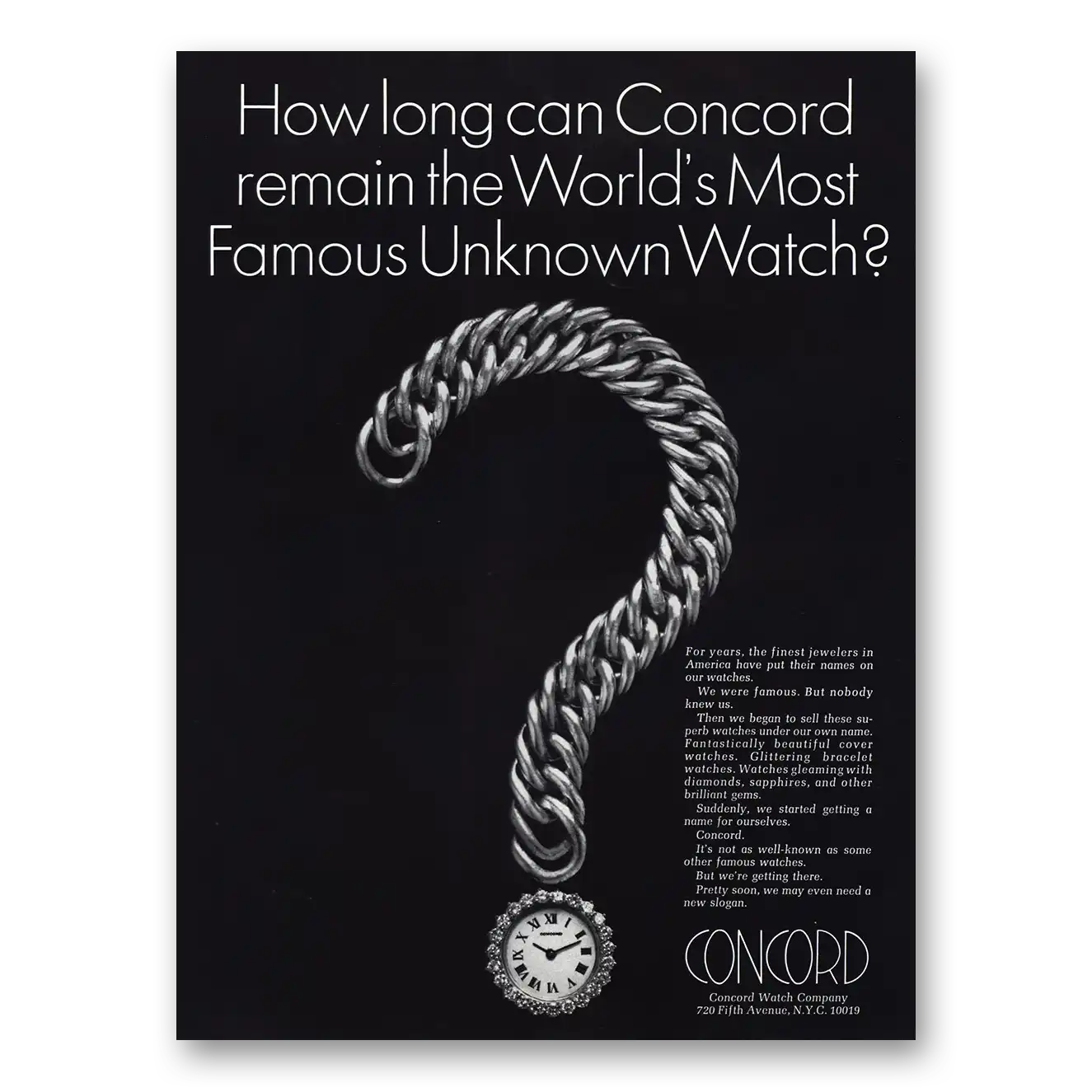 1968 Concord Watch Worlds Most Famous Unknown Watch Vintage Magazine Print Ad