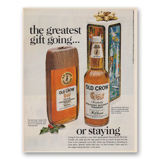 1968 Old Crow Whiskey Greatest Gift Going Vintage Magazine Print Ad