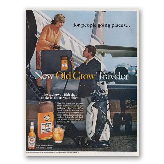 1968 Old Crow Whiskey For People Going Places Traveler Vintage Magazine Print Ad