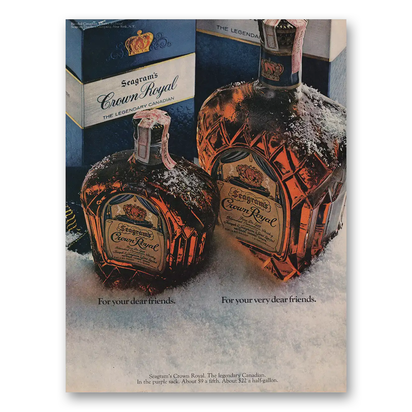 1968 Crown Royal For Your Dear Friends Vintage Magazine Print Ad