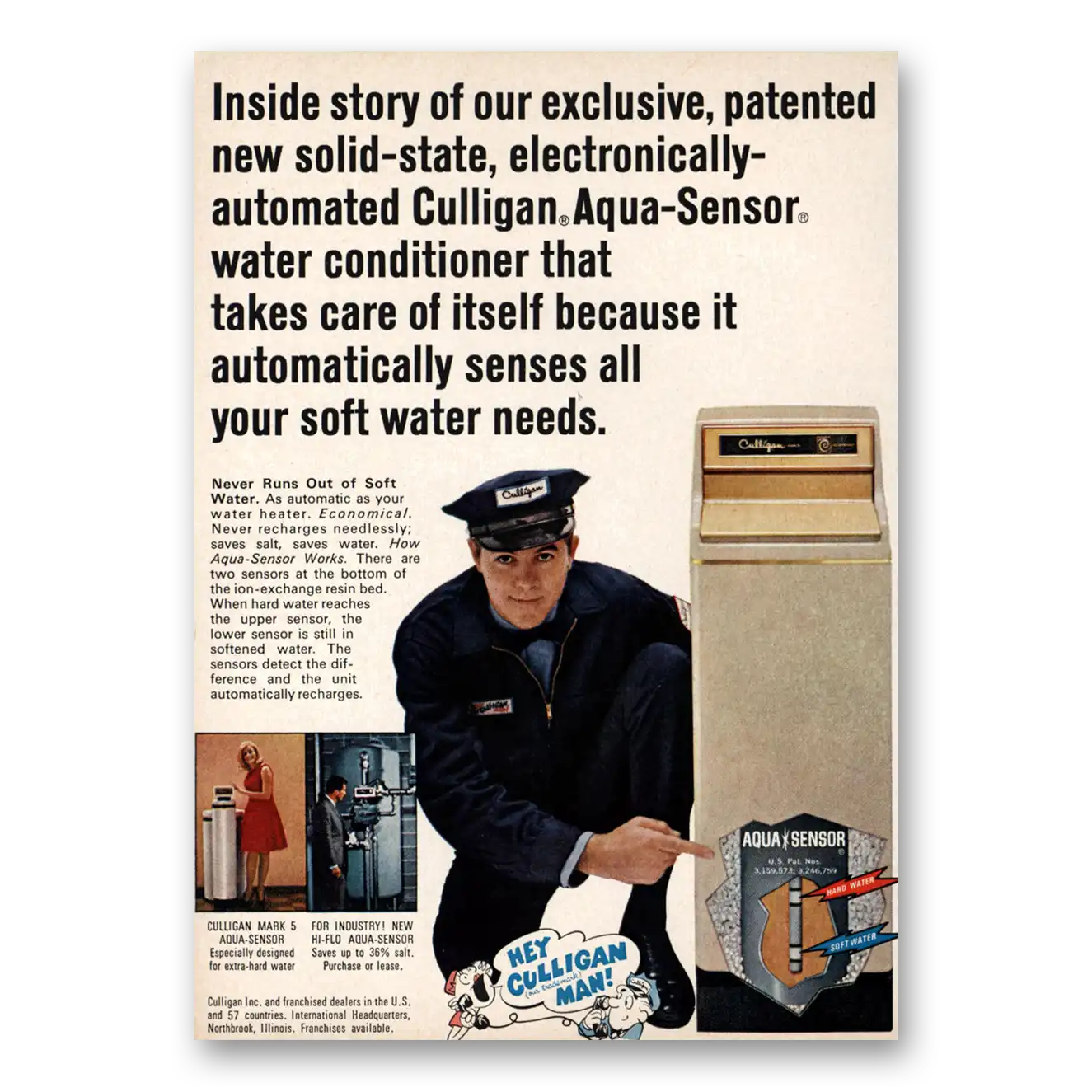 1968 Culligan Aqua Sensor Water Conditioner Vintage Magazine Print Ad