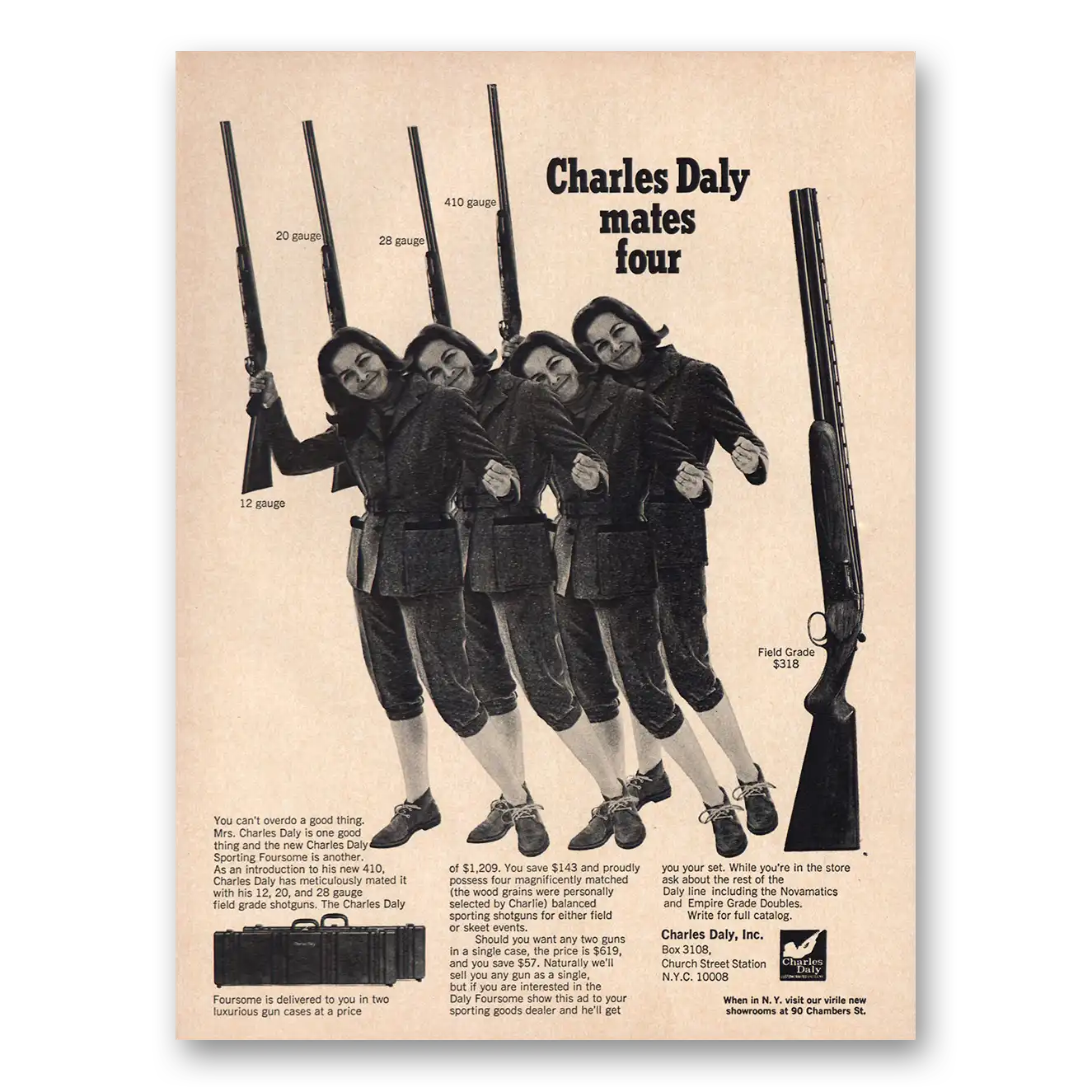 1968 Charles Daly Mates Four Vintage Magazine Print Ad