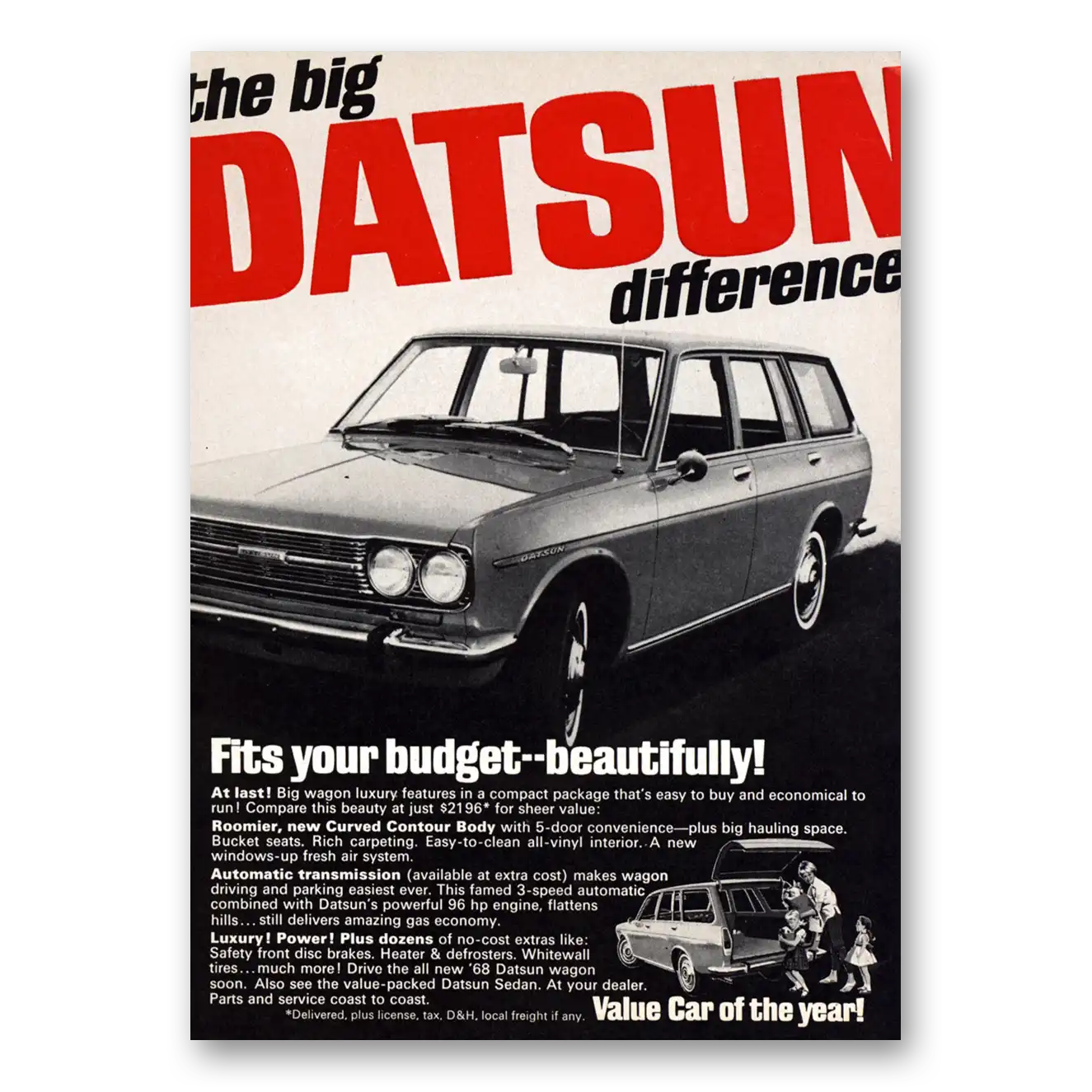 1968 Datsun Wagons Fits Your Budget Beautifully Vintage Magazine Print Ad