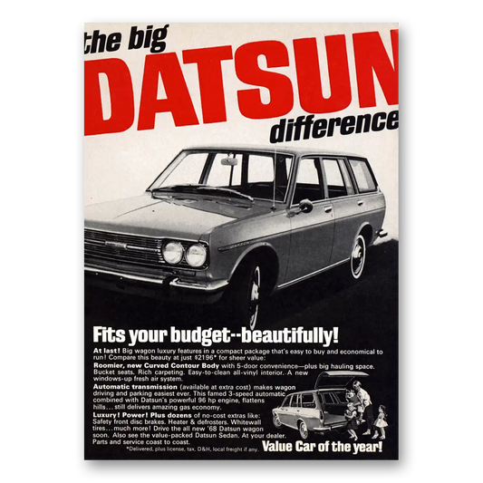 1968 Datsun Wagons Fits Your Budget Beautifully Vintage Magazine Print Ad