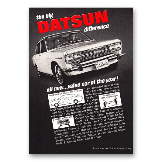 1968 Datsun Sedan Big Datsun Difference Vintage Magazine Print Ad