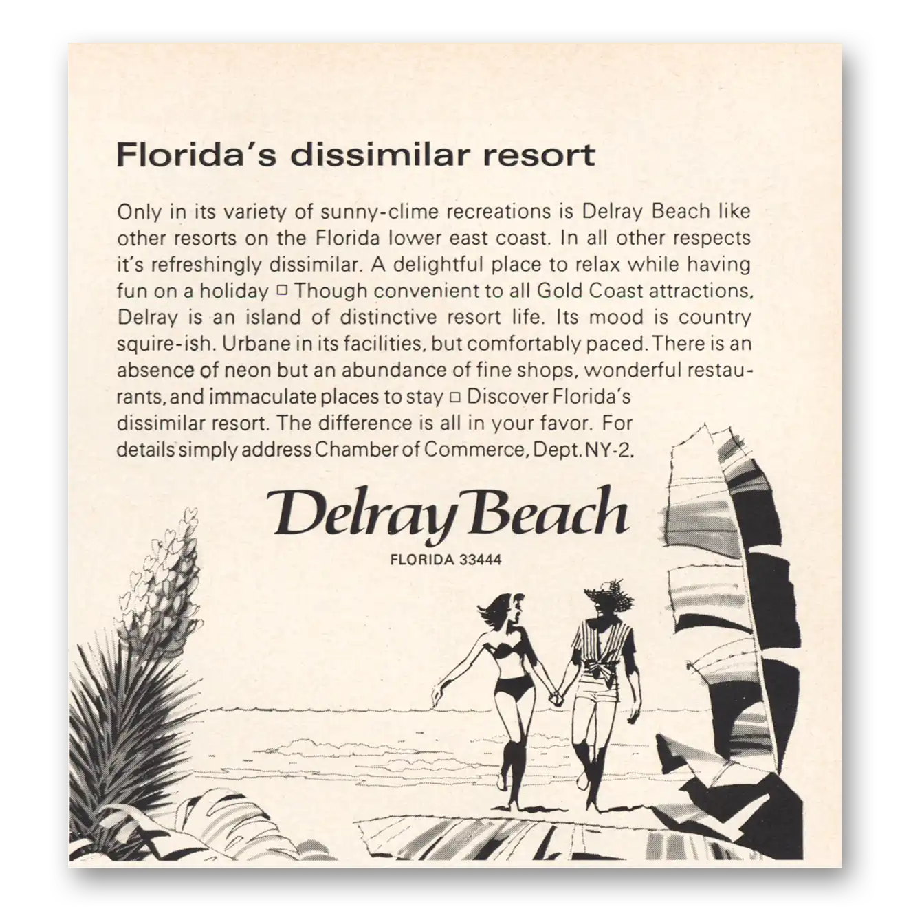 1968 Delray Beach Florida Dissimilar Resort Vintage Magazine Print Ad