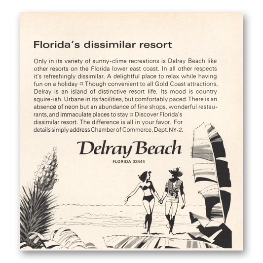 1968 Delray Beach Florida Dissimilar Resort Vintage Magazine Print Ad