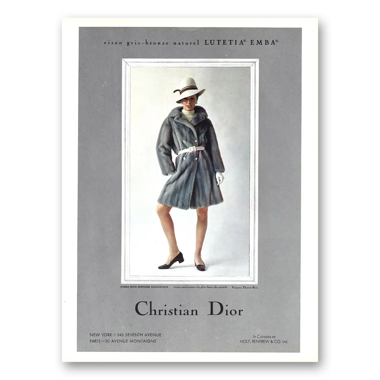 1968 Christian Dior Fashion Lutetia Emba Vintage Magazine Print Ad