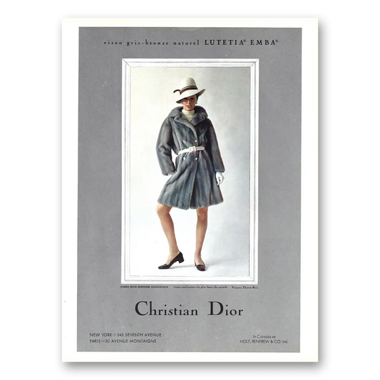 1968 Christian Dior Fashion Lutetia Emba Vintage Magazine Print Ad