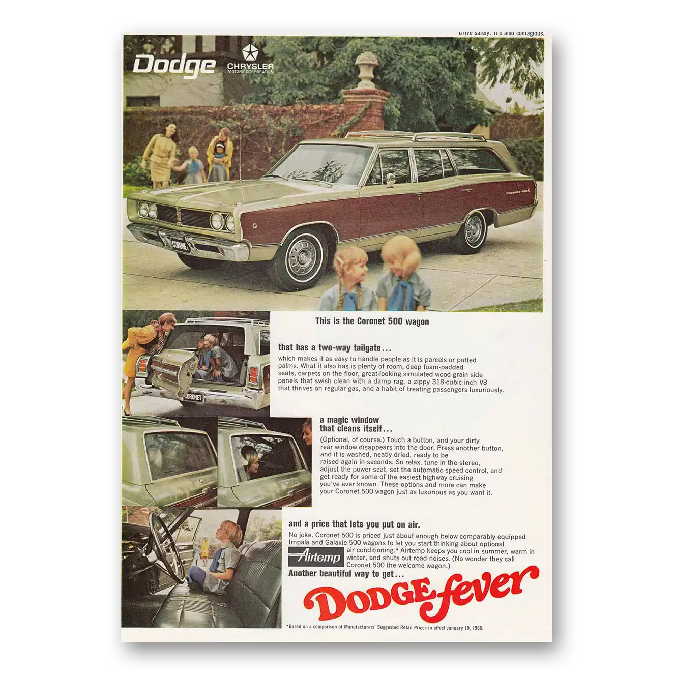 1968 Dodge Coronet Wagon Dodge Fever Vintage Magazine Print Ad