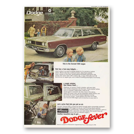 1968 Dodge Coronet Wagon Dodge Fever Vintage Magazine Print Ad