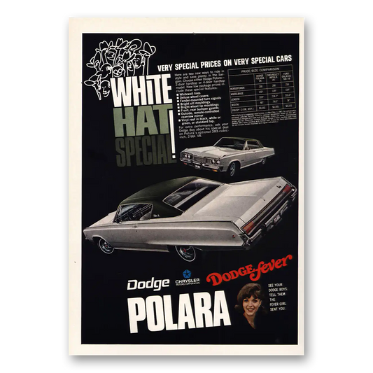 1968 Dodge Polara White Hat Special Dodge Fever Vintage Magazine Print Ad