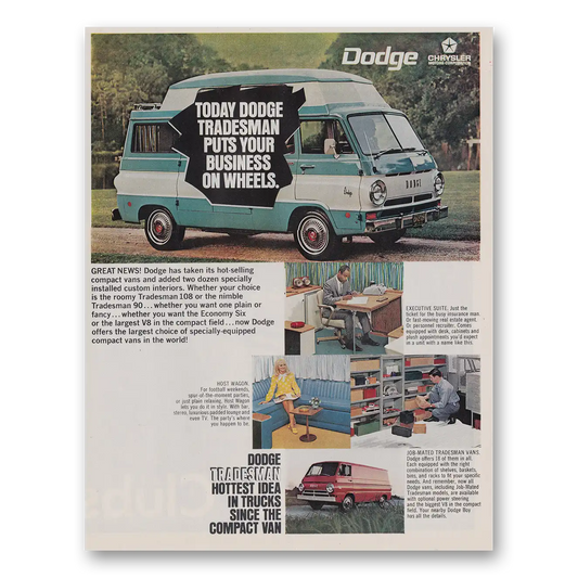 1968 Dodge Tradesman Van Puts Your Business On Wheels Vintage Magazine Print Ad