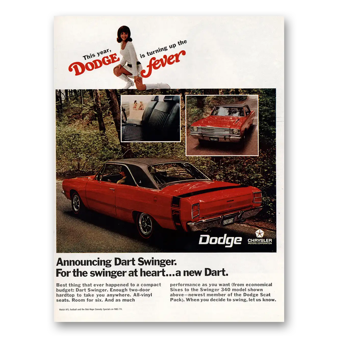 1968 Dodge Dart For the Swinger at Heart Vintage Magazine Print Ad