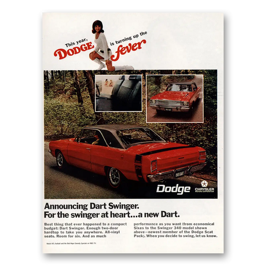 1968 Dodge Dart For the Swinger at Heart Vintage Magazine Print Ad