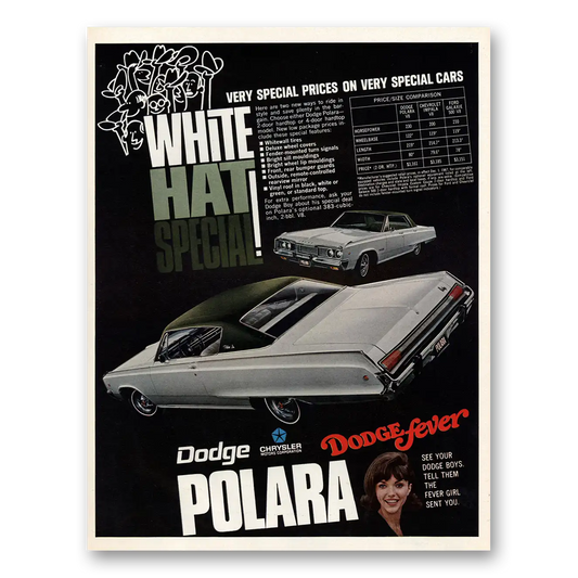 1968 Dodge Polara White Hot Special Vintage Magazine Print Ad