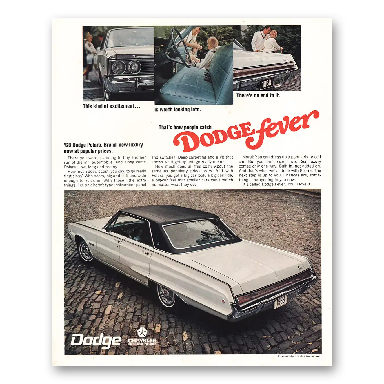 1968 Dodge Polara How People Catch Dodge Fever Vintage Magazine Print Ad