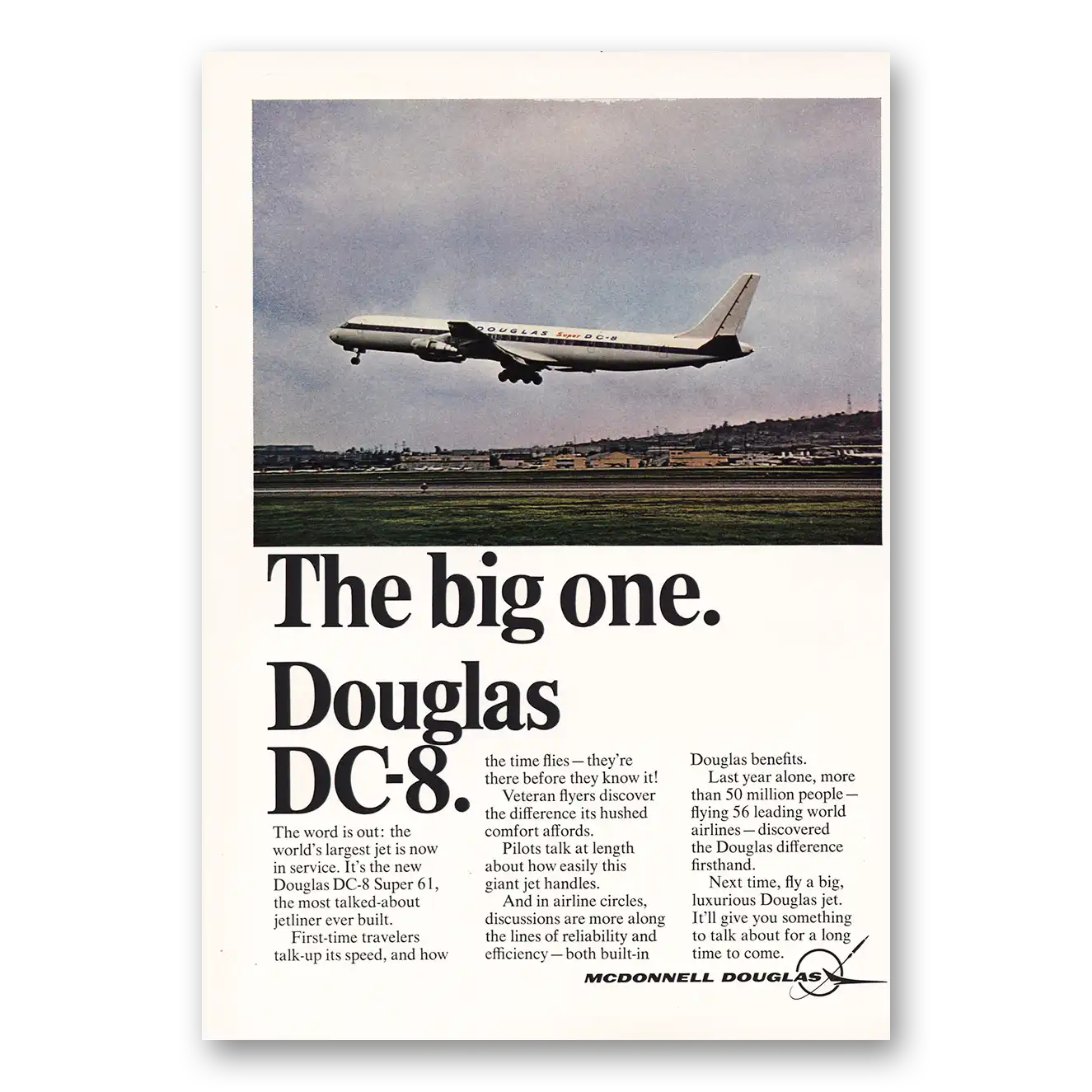 1968 Douglas DC8 The Big One Douglas DC8 Vintage Magazine Print Ad