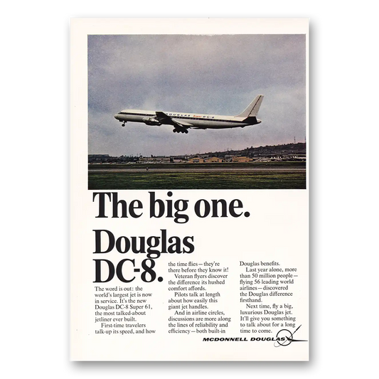 1968 Douglas DC8 The Big One Douglas DC8 Vintage Magazine Print Ad