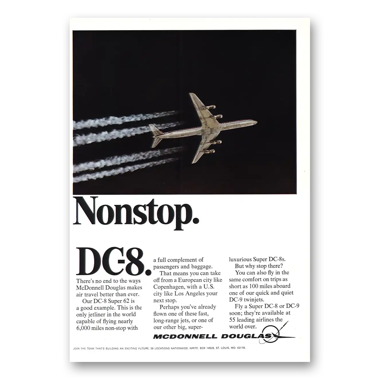 1968 McDonnell Douglas Nonstop Vintage Magazine Print Ad