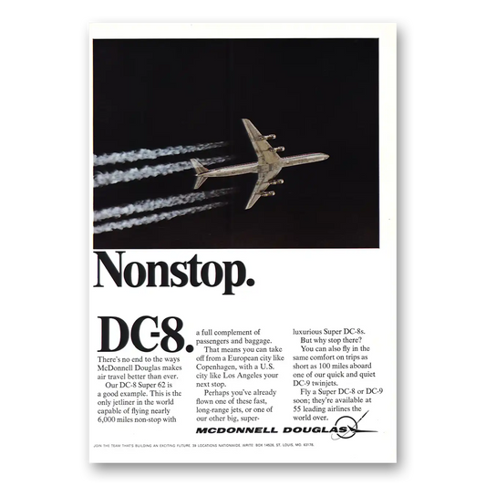 1968 McDonnell Douglas Nonstop Vintage Magazine Print Ad