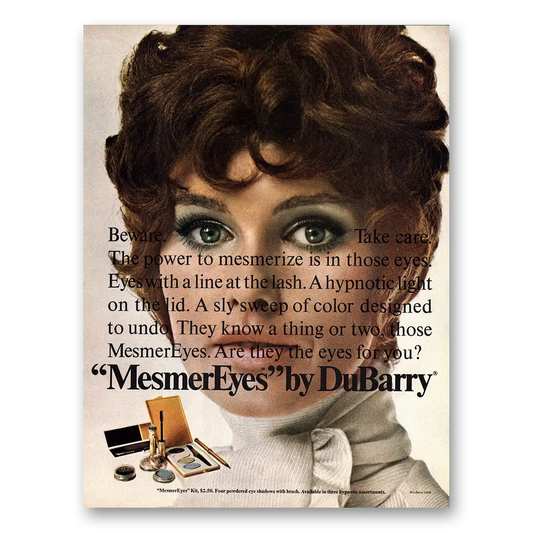 1968 DuBarry Beauty Mesmer Eyes Beware the Power Vintage Magazine Print Ad