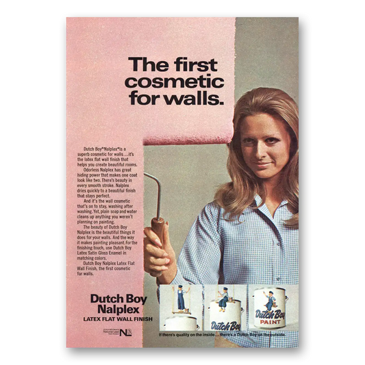 1969 Dutch Boy Paint Naplex Paint First Cosmetic for Walls Vintage Magazine Print Ad