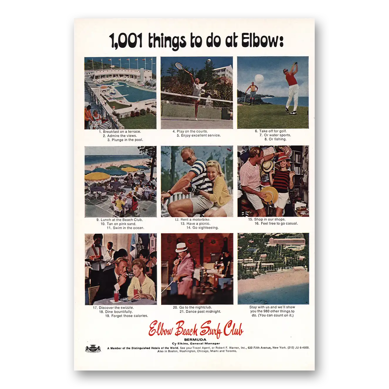 1968 Elbow Beach Surf Club 1001 Things To Do Vintage Magazine Print Ad