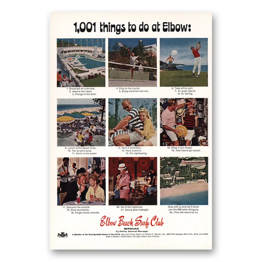 1968 Elbow Beach Surf Club 1001 Things To Do Vintage Magazine Print Ad