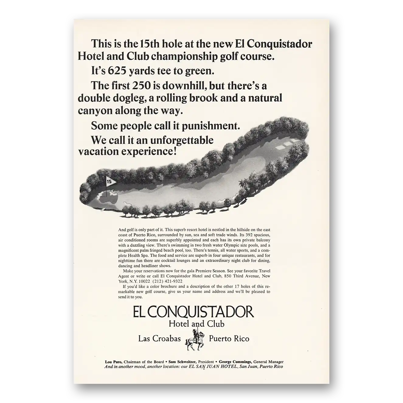 1968 El Conquistador Hotel 15th Hole Vintage Magazine Print Ad