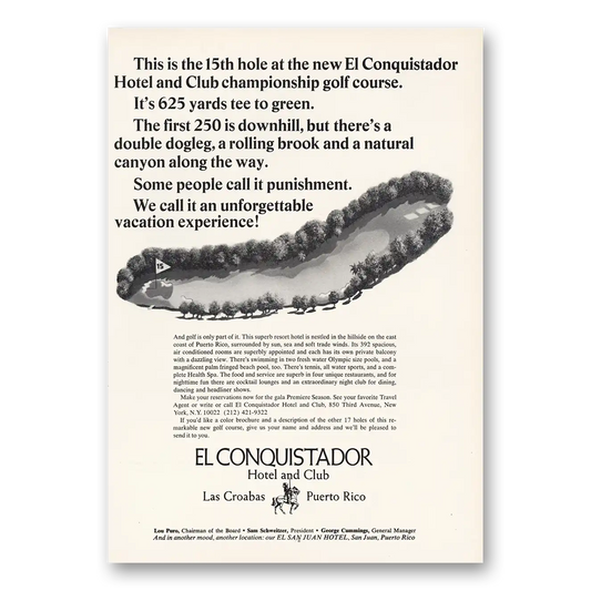 1968 El Conquistador Hotel 15th Hole Vintage Magazine Print Ad