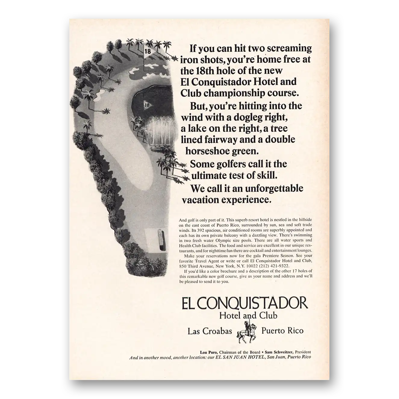 1968 El Conquistador Hotel Hit Two Screaming Iron Shots Vintage Magazine Print Ad