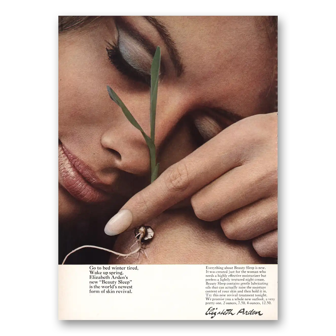 1968 Elizabeth Arden Go To Bed Winter Tired Vintage Magazine Print Ad