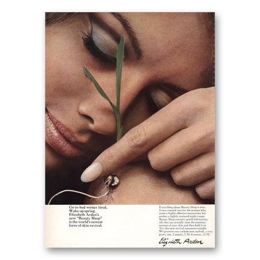 1968 Elizabeth Arden Go To Bed Winter Tired Vintage Magazine Print Ad