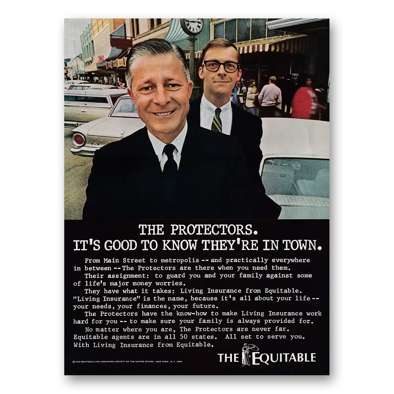 1968 Equitable Life Assurance Protectors Vintage Magazine Print Ad