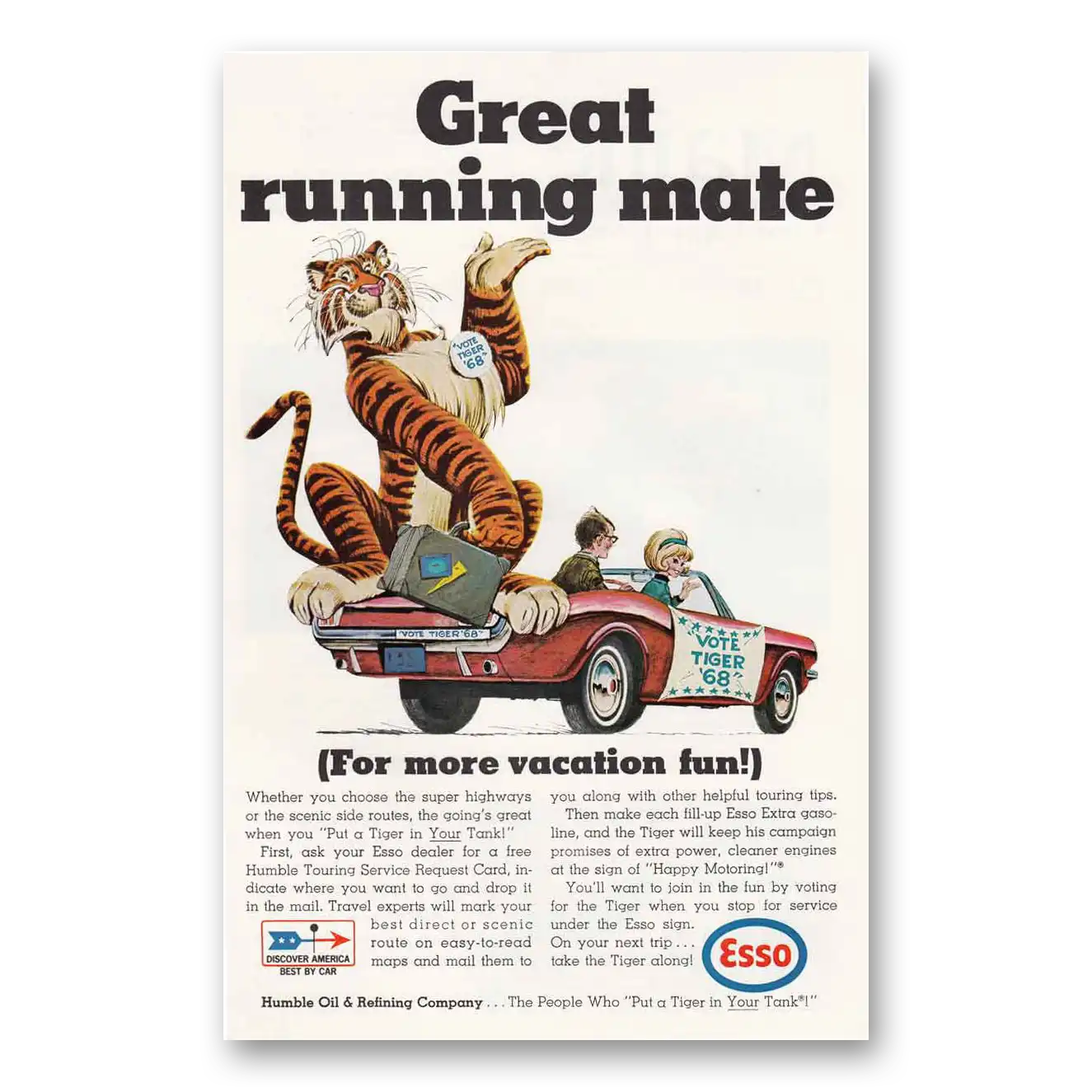 1968 Humble Oil Great Running Vintage Magazine Print Ad