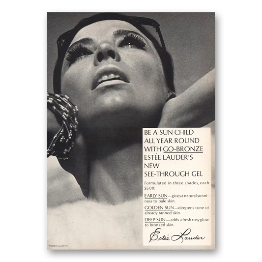 1968 Estee Lauder Sun Child All Year Round Vintage Magazine Print Ad