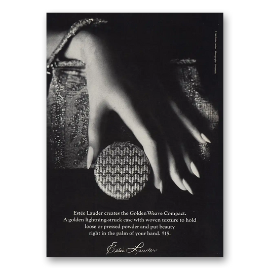 1968 Estee Lauder Golden Weave Compact Vintage Magazine Print Ad