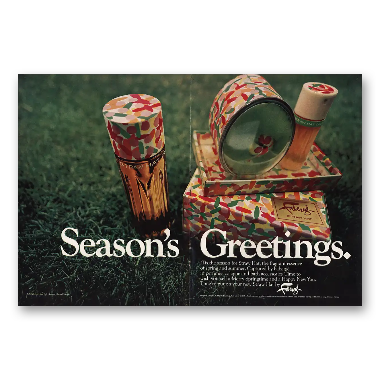 1968 Faberge Seasons Greetings Merry Springtime Vintage Magazine Print Ad