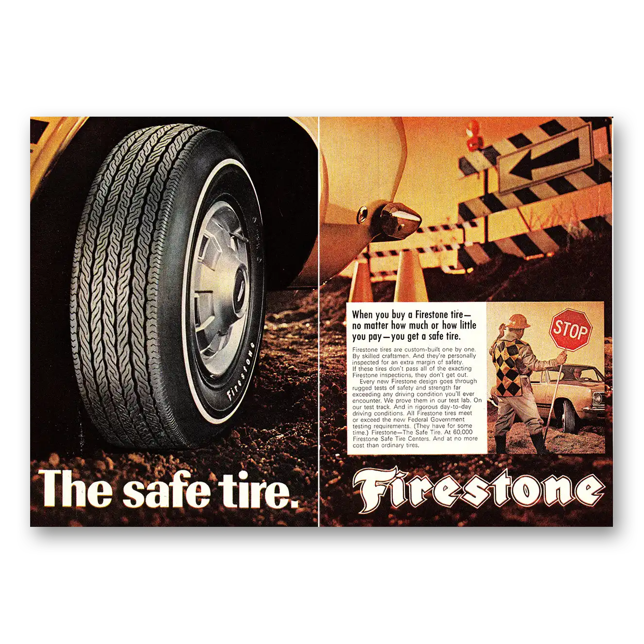 1968 Firestone Tires Safe Tire Vintage Magazine Print Ad