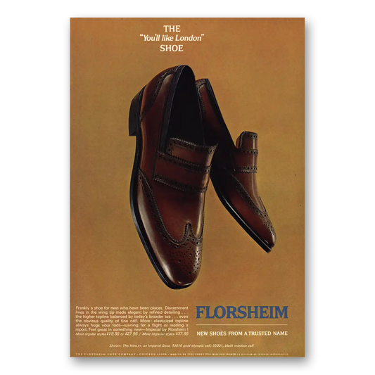 1968 Florsheim Shoes Like London Vintage Magazine Print Ad