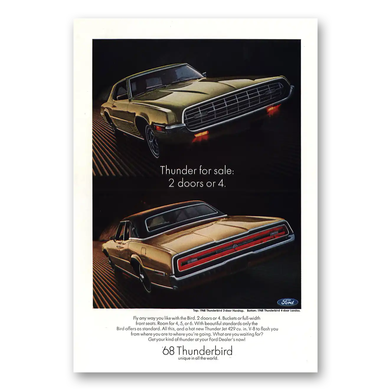 1968 Ford Thunderbird Thunder for Sale Vintage Magazine Print Ad